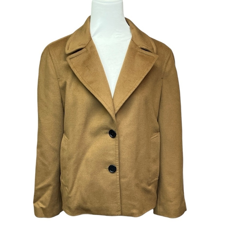 DKNY Classic Wool Angora Coat Tan